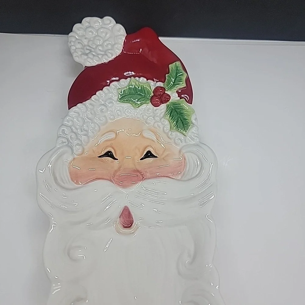 FITZ & FLOYD Santa Claus Snack Therapy 13" Christmas Cookie Serving Tray Decor - Picture 3 of 9